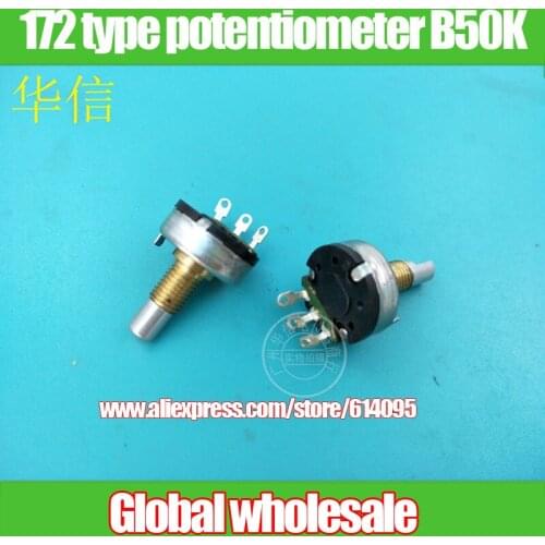 10pcs 172 type Single potentiometer B50K / Curved legs / shank length 15MMF
