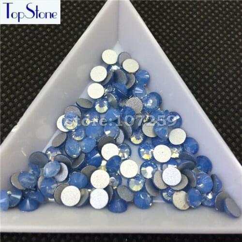 1440pcs/pack Non Hotfix Flatback Rhinestones Blue Opal Color ss3-ss20 Glass Crystals Round Xilion 3D Nail Art DIY Decoration