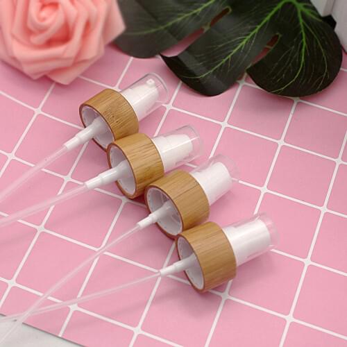 20/410 24/410 Cosmetic Eco Friendly Spray Bamboo Cap Glass Plastic PET Bottle Emulsion Press Pump Lid 20 / 24mm Caliber