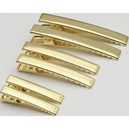 30PCS Golden Metal Alligator Clips Plain Top Strong Hair Barrettes for DIY hair bow girls hairpins 3.5cm 4.0cm 4.5cm 5.5cm 6.0cm