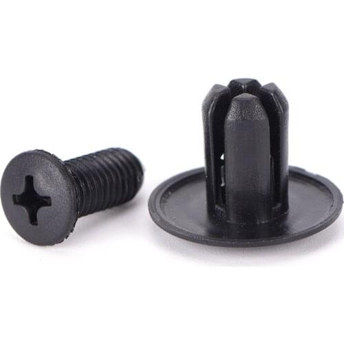50pcs Auto Car Bumper Fender Retainer Push Black Plastic Clips Fasteners