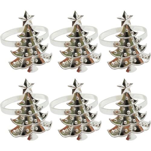 6Pcs Christmas Napkin Rings Christmas Tree Wedding Home Xmas Party Table Decor TChristmas Hollow owel Buckle Napkin Ring
