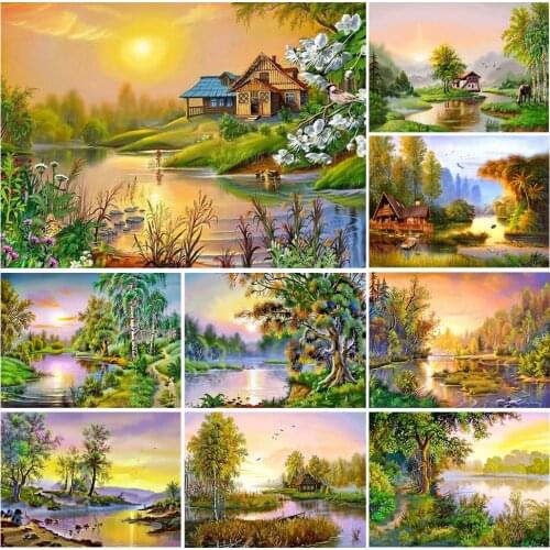 Diamond Mosaic Countryside Landscape 5D Diamond Painting Rural Scenery Cross Stitch Home Decor Gift