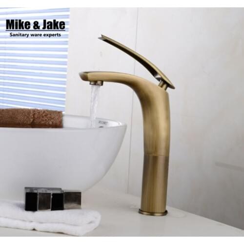 Antique bronze bathroom waterfall tall faucet basin tap single handle classic crane antique brass tap bathroom antique faucet