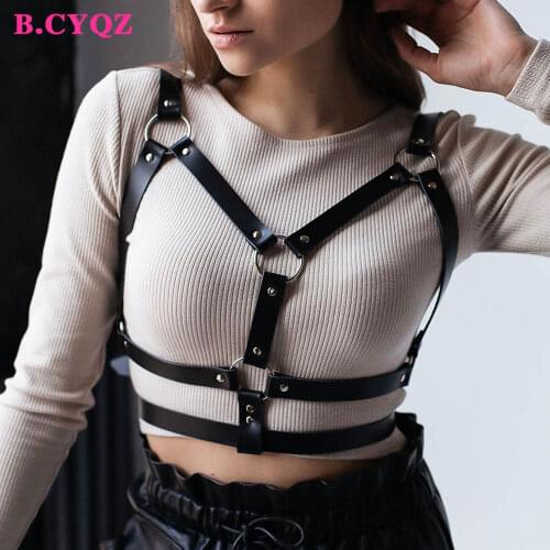 B.CYQZ Leather Harness Women Belt Stocking Bondage Cage Strap Body Lingerie Fetish Sexy Suspender Underwear Goth Bdsm Garters