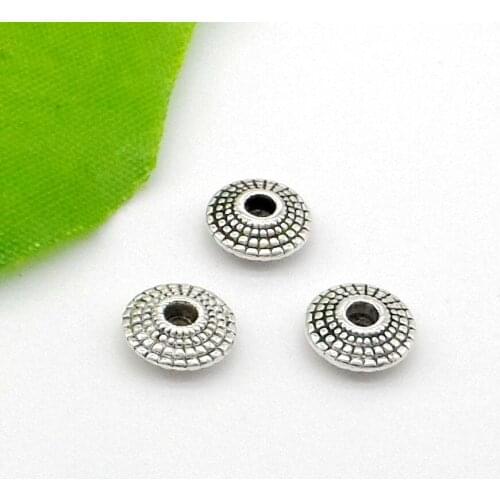 Free Shipping Wholesale 200pcs Antique Tibetan Silver Spacer Beads Charm Beads 8.5x3mm DIY