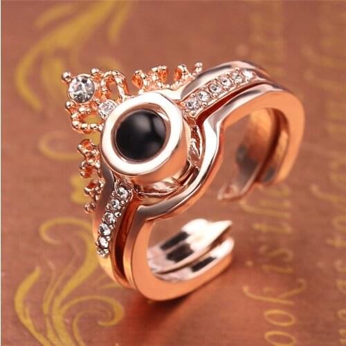 Cheaper Price 100 language i love you Rings Projection king queen crown ring men woemn Valentine gift Fash Shipping