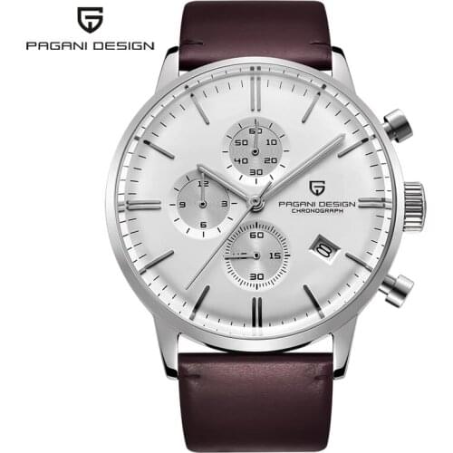PAGANI DESIGN Top Brand Leather Sports Mens Quartz Watch Mens Automatic Date Watch Waterproof Chronograph VK67 Reloj Hombre