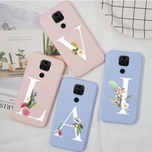 For Xiaomi Redmi 10X Case 4G Flower Letter TPU Cover Silicone Pink Purple For Xiomi Redmi10X Case Bumper Alphabet