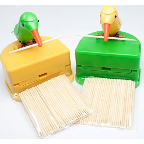 Cute Bird Toothpick Plastic Container Automatic Toothpick Dispenser Toothpick Holder Smart Gadgets Home Table Decoration