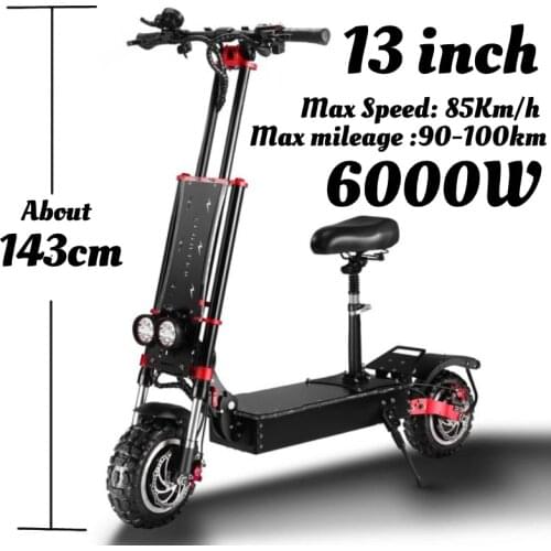 Electric scooter adult 60V 6000W 13 inch road tire off-road tire E Scooters dual drive motor folding scooters