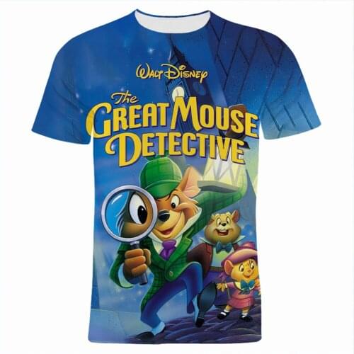 T-shirts Man Summer Disney The Great Mouse Detective 3D Print Children Tee Shirts Cartoon Anime Fashion Women Clothes
