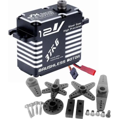 JX Servo BLS-12V7137 12V 37kg High Precision Metal Gear CNC Standard Digital Brushless Motor Servo for 1/8 1/10 RC Car