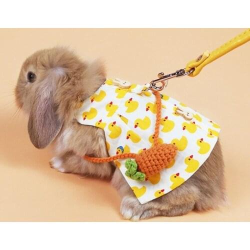 Small Animal Harness Dress Leash Set Rabbit Vest with Cap Accessory Travel Chest Strap for Ferret Bunny Hamster Puppy Kitty