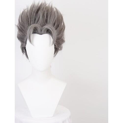 JOJOs Bizarre Adventure Koichi Hirose Grey Short Cosplay Wigs Heat Resistant Synthetic Hair ( Need Styled With Yourself)