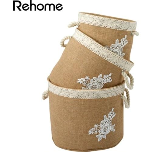 Circular Frame Beige Hemp r1006000180 Handmade Basket Storage Baskets Linen Storage Box For Dirty Clothes