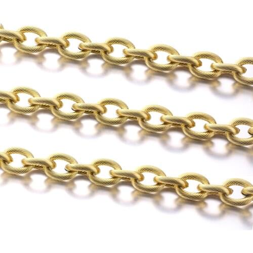 1 Meter Width 12mm Gold Stainless Steel Big Cable Chain Bulk Heavy Circle Dull Textured Chunky Chains for Punk Jewelry Making