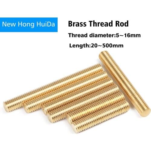 Brass Full Thread Rod Copper Shaft Threaded Rod Bar Stud Screw M5 M6 M8 M10 M12 M14 M16