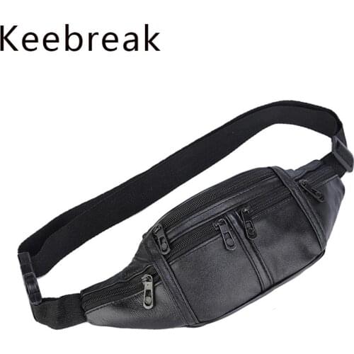 Fashion Black Banana Bag Men Waist Belt For Male Fanny Packs Belt Bags Luxury Leather Chest Phone Bag Zipper Money Pauch Packs