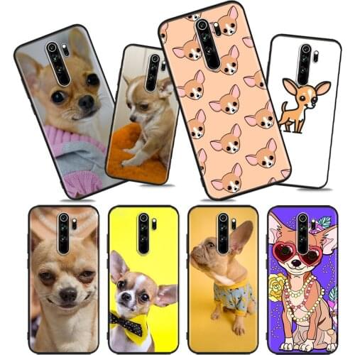 Chihuahua Dog Cute animal Soft TPU For Xiaomi Redmi Note10 10S 9T 9S 9 8T 8 7 6 5A 5 4 4X Prime Pro Max Black Phone Case