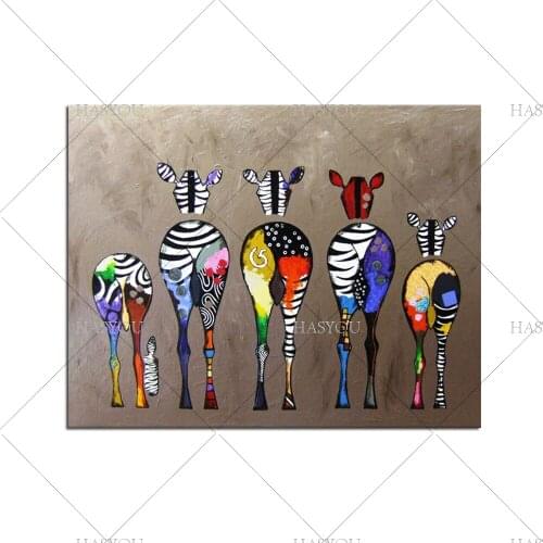 Wall art Hand Painted colourful animal oil painting Modern Abstract Knife sheep Oil Painting On Canvas Wall Art For Living Room