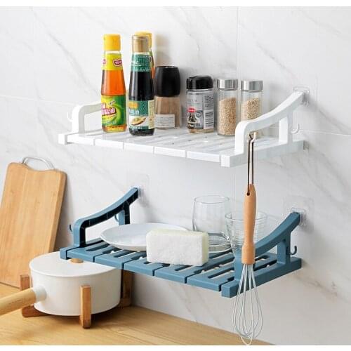 Punch-free Wall-mounted Racks Bathroom Kitchen Wall Shelf Multi-function Plastic Wall Storage Rack Holders