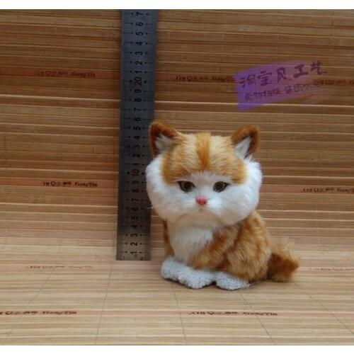 New simulation yellow stripe cat toy polyethylene&furs cute cat model doll gift about 12x10x15cm 1055
