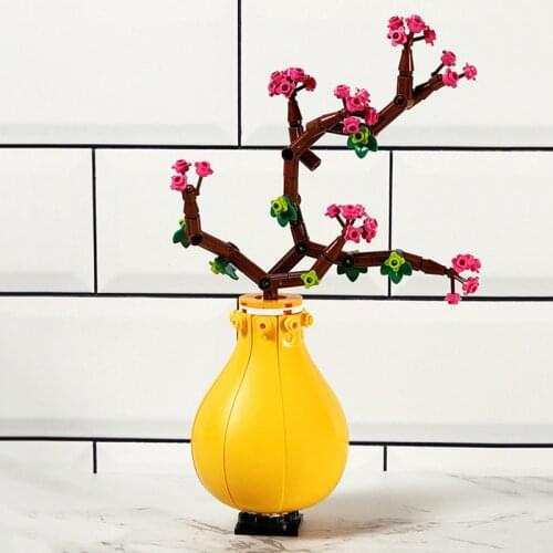 New Vase Bouquet Building Blocks Plant Bonsai Home Decoration Flower Model DIY Assembled Building Blocks Childrens Toy Gifts