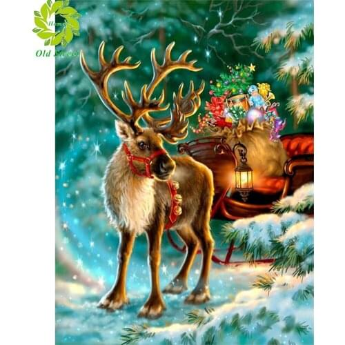 Diamond Embroidery Deer Full Square Diamond Painting Animals Cross Stitch Mosaic Full Layout Crafts Home Decoration Christmas