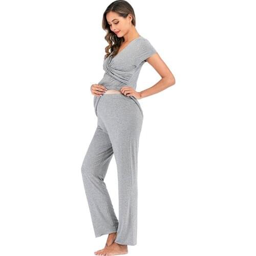 Maternity Pajamas Breastfeeding Pregnant Women Pajama Set 2 Pcs Home Night Sleep Wear Suit Pyjama Female Pregnancy Nursing New