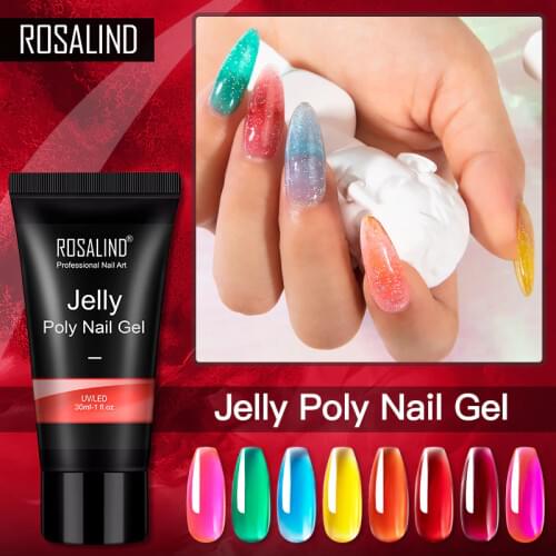 ROSALIND Poly Nail Extension Gel Jelly Hybrid Gel Varnishes Quick Builder Gel Nails Art Need Cured UV LED Manicure Gellak