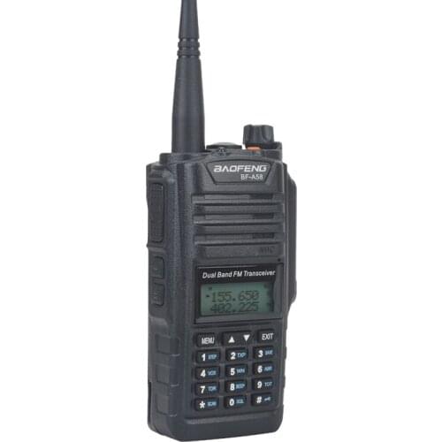 BF-A58 Walkie talkie Baofeng DUAL BAND VHF 136-174MHz UHF 400-520MHz 5W 128CH IP57 Waterproof Amateur ham FM radio