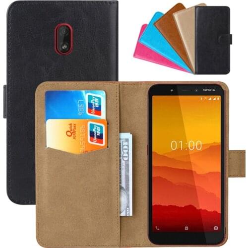 Luxury Wallet Case For Nokia C1 PU Leather Retro Flip Cover Magnetic Fashion Cases Strap
