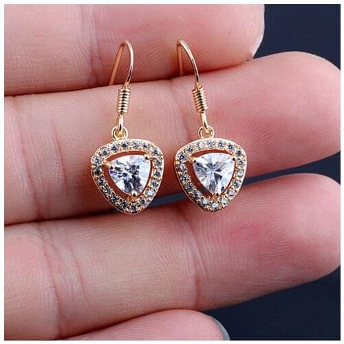 Champagne color retention AAA zircon inlaid geometric earrings