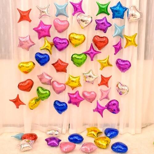 10pcs/lot 10inch heart foil Balloons five pointed star helium Globos birthday party wedding decoration Kids toy Inflated Balls