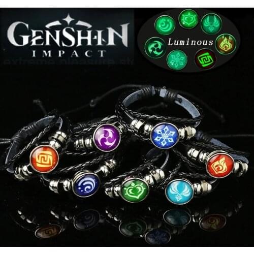 Genshin Impact Game Cosplay Prop Eye of God Water Wind Thunder Fire Rock Ice Element Bracelet Jewelry Accessories Gift