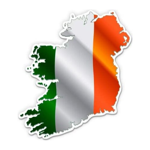 Ireland Flag Country Map Pride - 3" Vinyl Sticker - For Car Laptop I-Pad Phone Helmet Hard Hat - Waterproof Decal