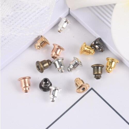 200Pcs/Lot Earrings Jewelry Accessories Bullet Earring Backs Plug Stopper For DIY Earrings Making Supplies