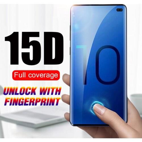 15D Full Cover Tempered Glass For Samsung Galaxy S21 S20 S10 S10E Note 10 Plus Lite 20 Ultra Screen Protector Unlock Fingerprint