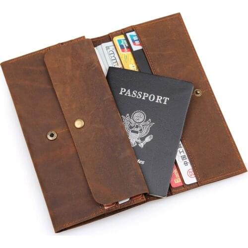 Woman Passport Boarding Pass Wallet Money Clips Genuine Leather Men Vintage Card Holders Fashion Foldable Wallets Bags