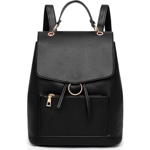 Womens Simple Backpack Leather Anti-Theft Female Backpack Large Capacity School Bag Girl Travel Bag