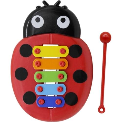 1 Set 5-notes Handheld Ladybug Xylophone Piano Toy Children Musical Toys