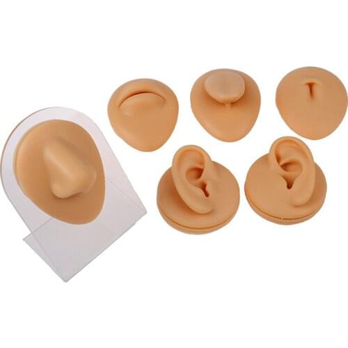 1 Pieces Silicone Ear Nose Model Professional Practice Piercings Tools Earrings Ear Studs Display Can Be Reused 1:1 Body Jewelry