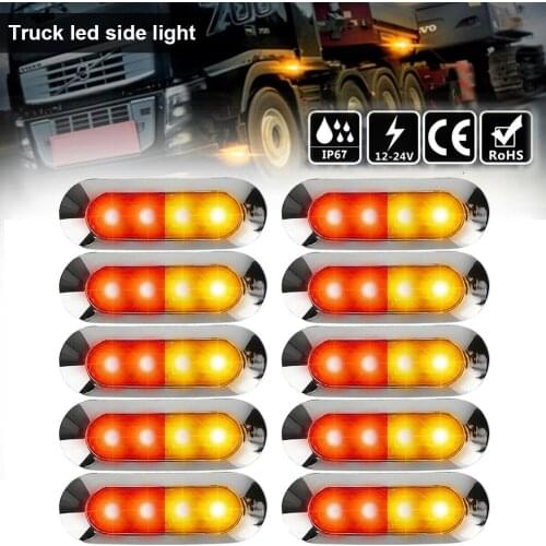 1Pcs 10-30V Trailer Truck Caravan 4LED Tail Lights Side Marker Lights Red Yellow Colors Indicator Warning Lights Signal