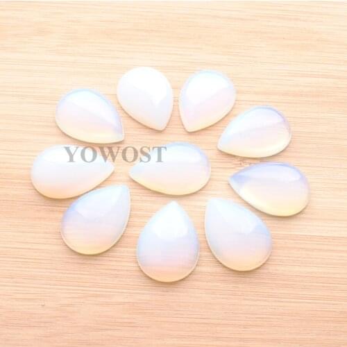 10Pcs/lot Natural Opal Stone Water Drop Cabochon CAB No Drill Hole Flat Back 18x25mm Beads for DIY Jewelry Accessories QU3231