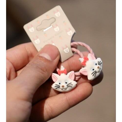 2PCS New Cartoon Cute Cat Bear Princess Headwear Kids Elastic Hair Bands Children Ropes Girls Accessories Baby Headdress