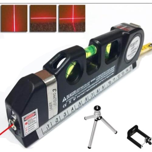 4 in 1 Accurate Multipurpose Laser Level Lever with tripod Cross Projects Horizontal Vertical Laser Light Beam Measure Tape