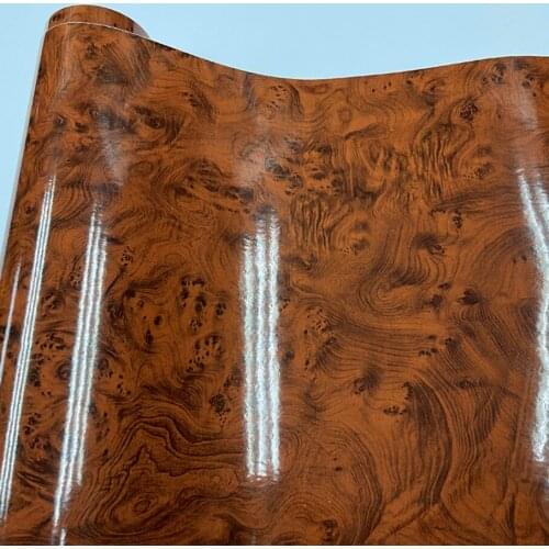 50cm*600cm Glossy Wood Grain Textured Vinyl Wrap Sticker Decal Self-adhesive Car Internal Gloss Stickers