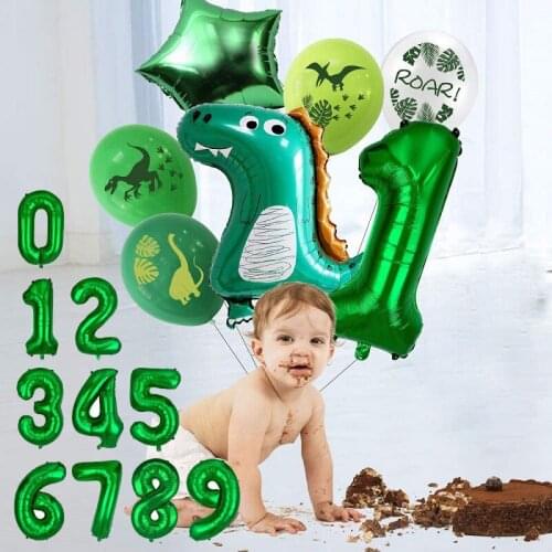 Dinosaur Party Decoration Balloons Set Girl Boy Baby Shower Decor Green Star Jungle Jurassic Birthday Party Supplies