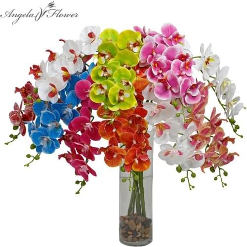 98CM 3D Printing 9 Head Phalaenopsis Artificial Flower Orchid Fake Flower Plants Potted Wedding Flower Arrangement Home Decor